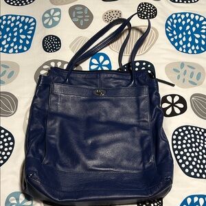 Banana Republic Navy Leather Tote